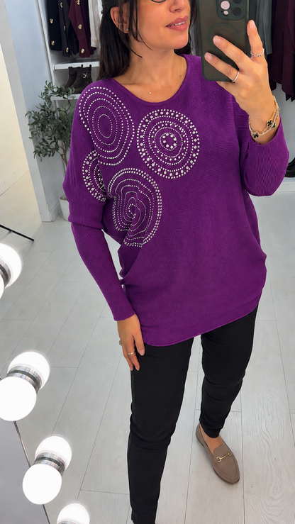Hariette  Diamante Detail Longline Knit Jumper