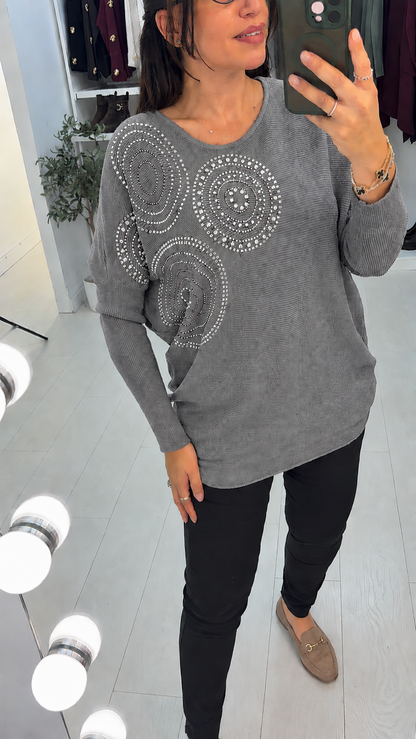 Hariette  Diamante Detail Longline Knit Jumper