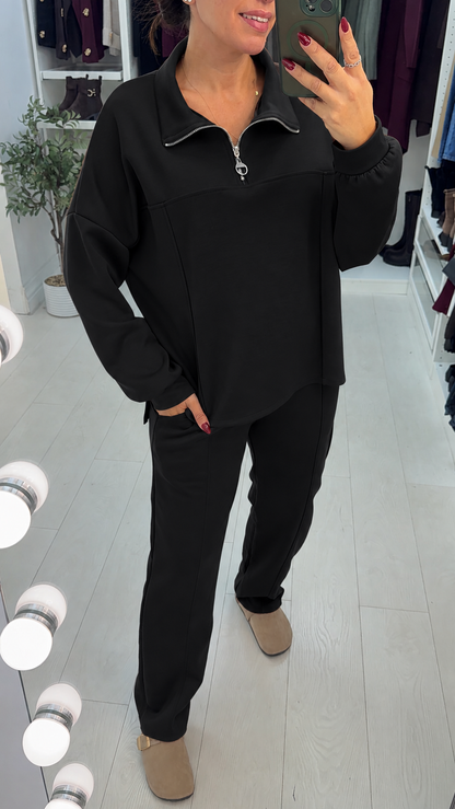 Tullah Plain Quarter Zip Loungewear Set
