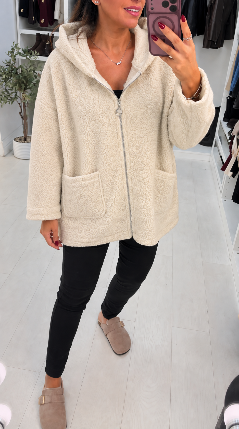 Helene Plain Boucle Hooded Jacket