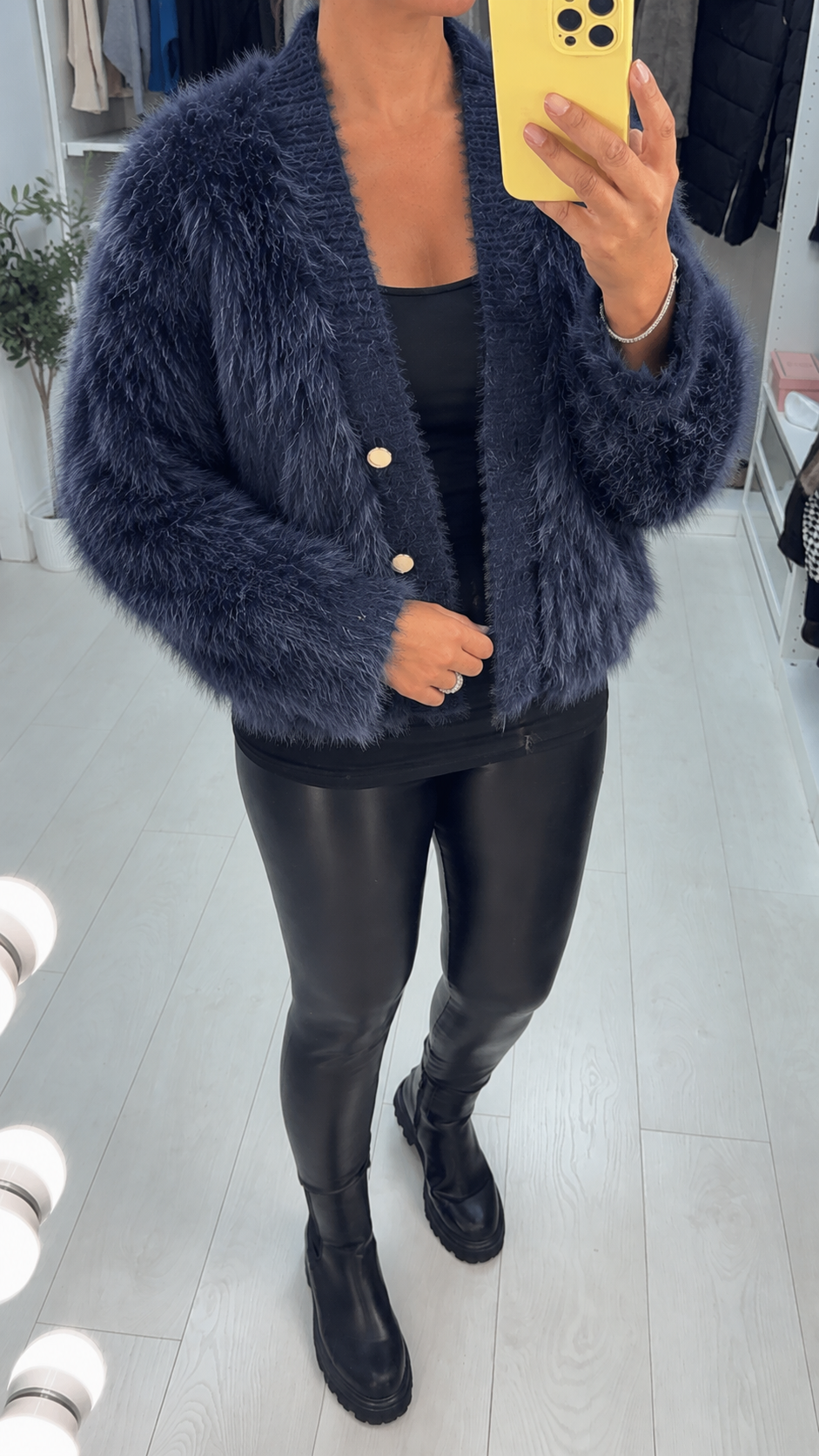 Joyanna Faux Fur Button Front Cardigan