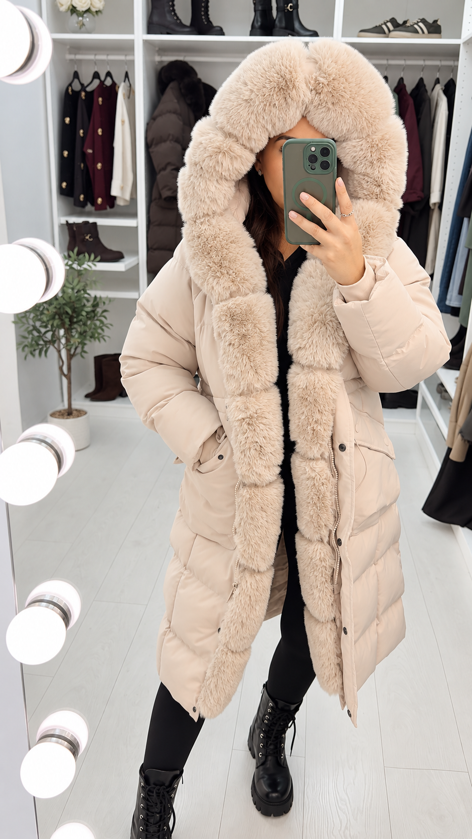 Zenaya Faux Fur Hooded Longline Coat