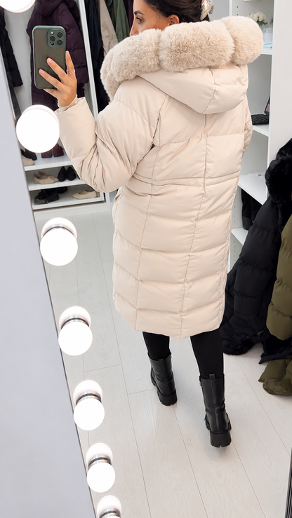 Zenaya Faux Fur Hooded Longline Coat
