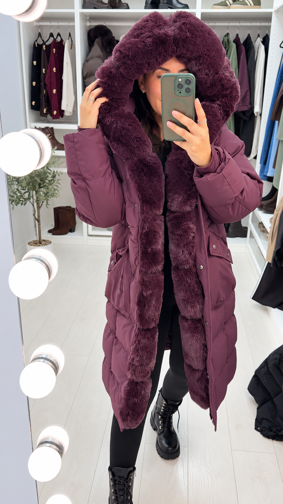 Zenaya Faux Fur Hooded Longline Coat