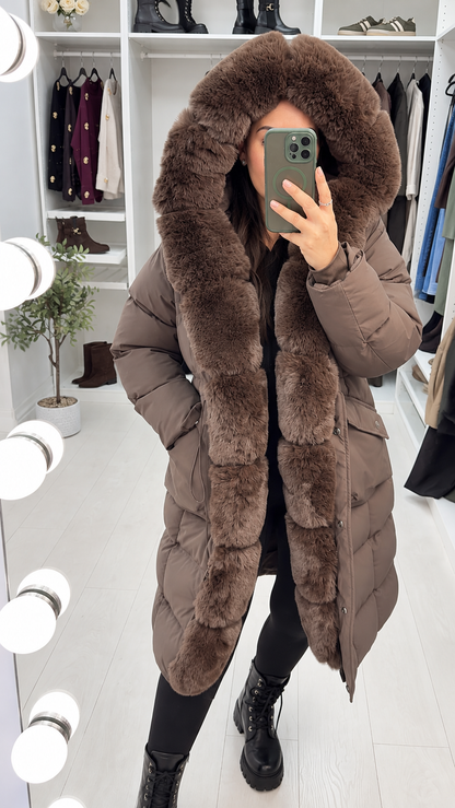 Zenaya Faux Fur Hooded Longline Coat