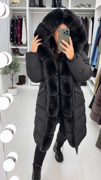 Zenaya Faux Fur Hooded Longline Coat
