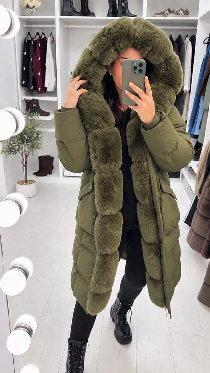 Zenaya Faux Fur Hooded Longline Coat