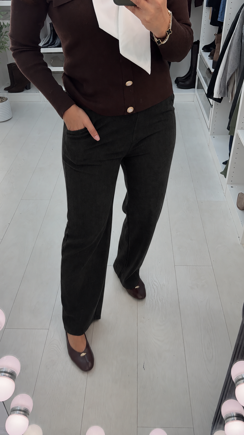 Eleni Plain Corduroy Straight Leg Trousers