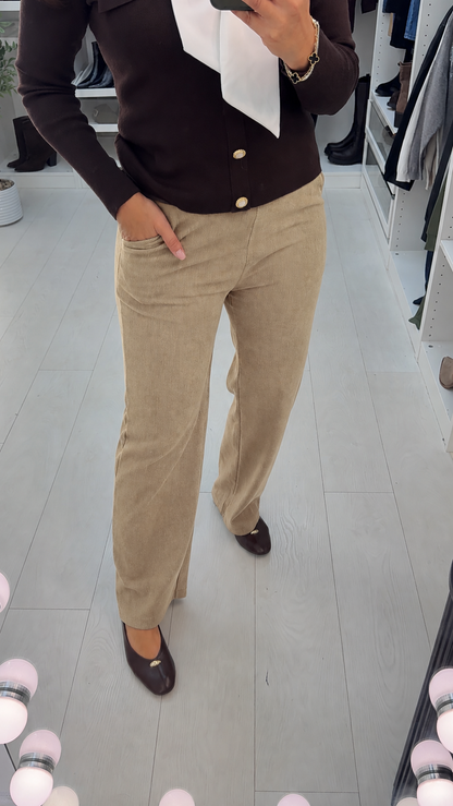 Eleni Plain Corduroy Straight Leg Trousers