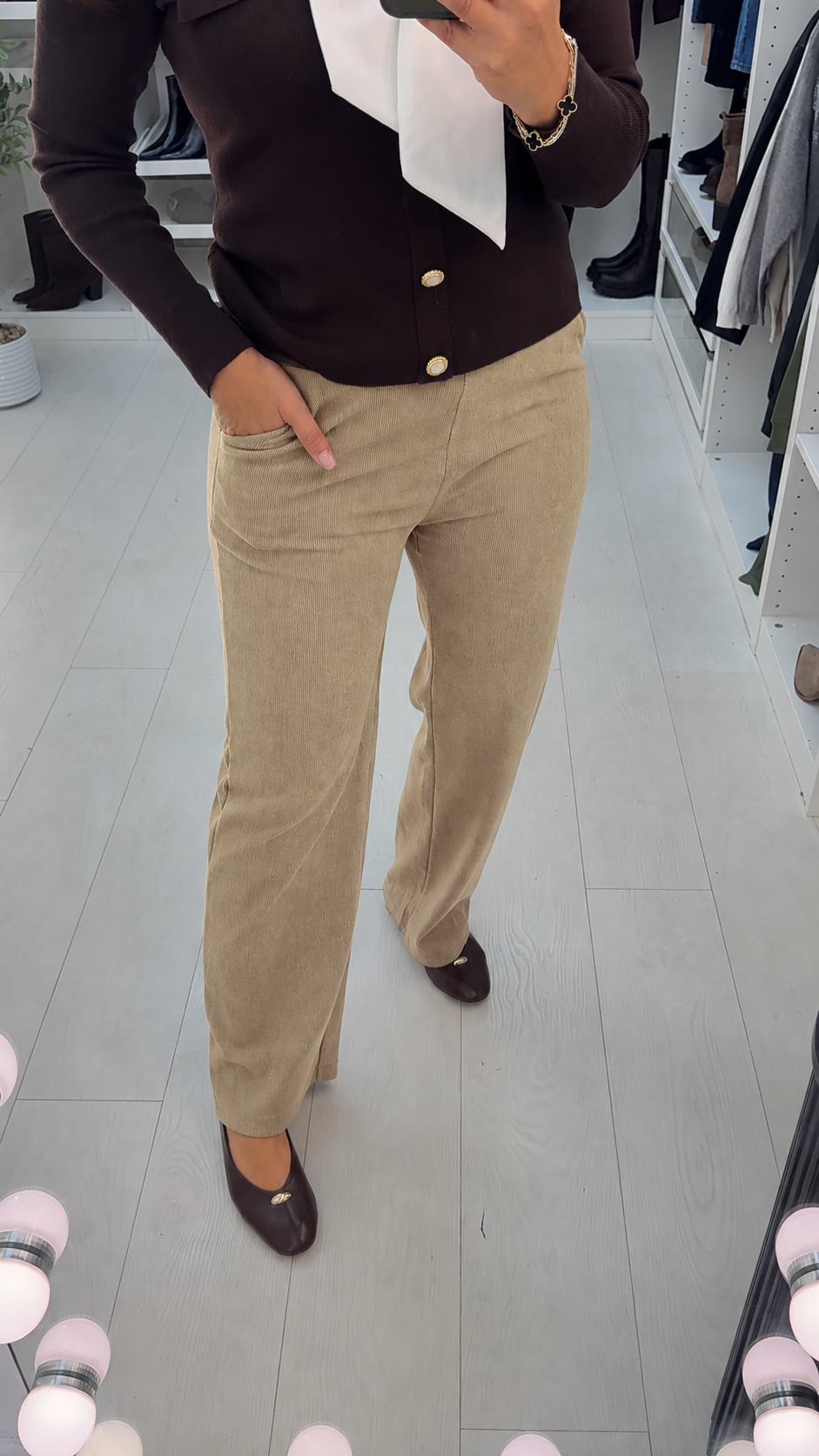 Eleni Plain Corduroy Straight Leg Trousers