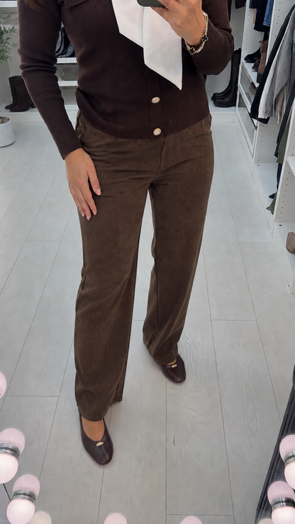 Eleni Plain Corduroy Straight Leg Trousers