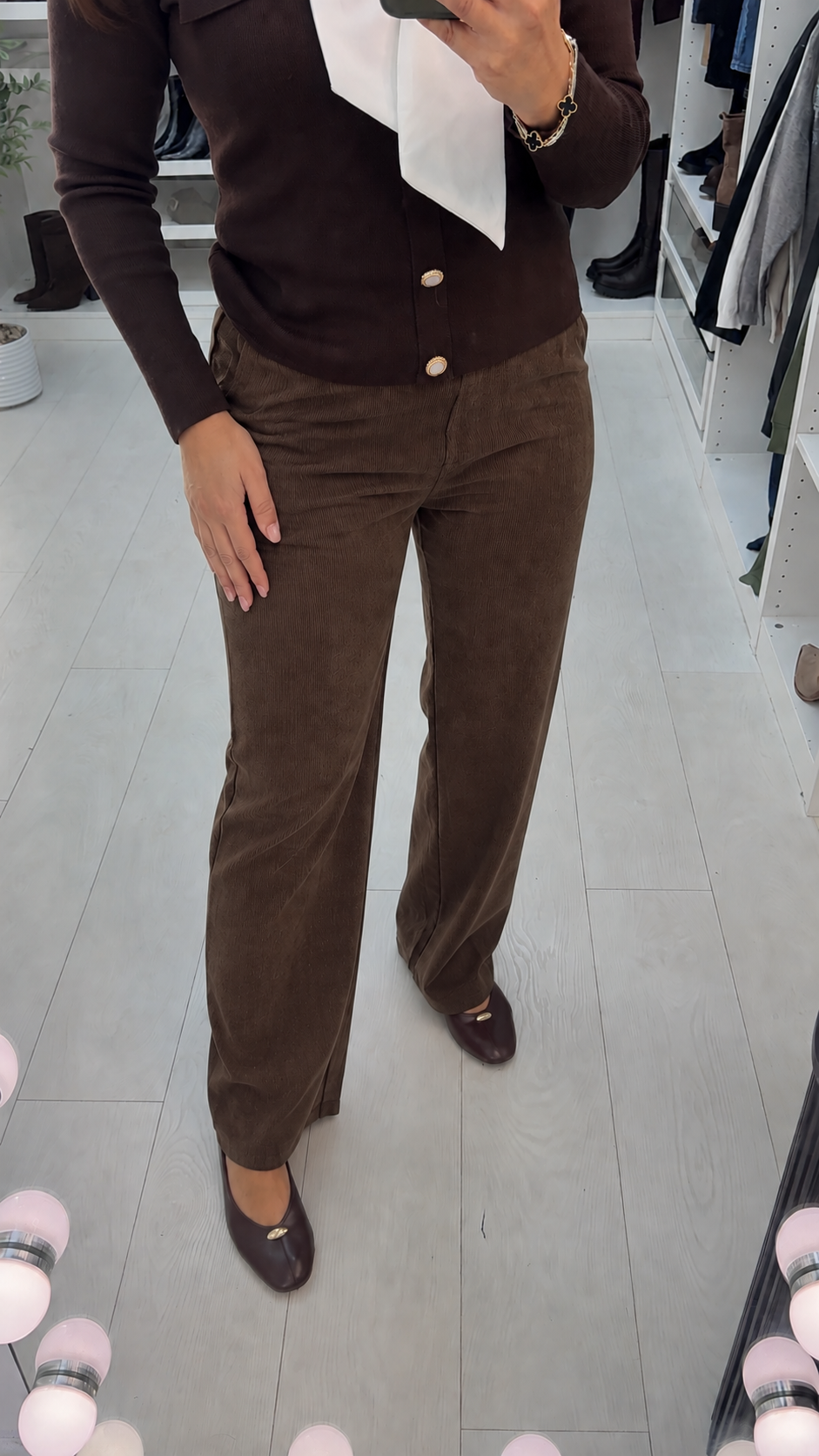 Eleni Plain Corduroy Straight Leg Trousers