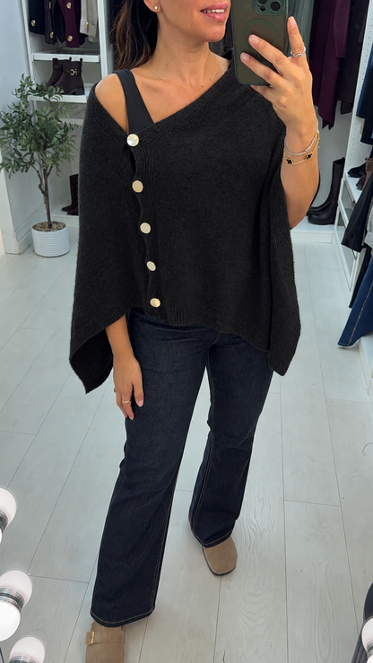 Lysandra Button Front Cape Cardigan