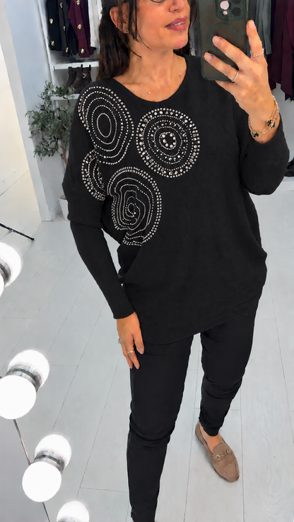 Hariette  Diamante Detail Longline Knit Jumper