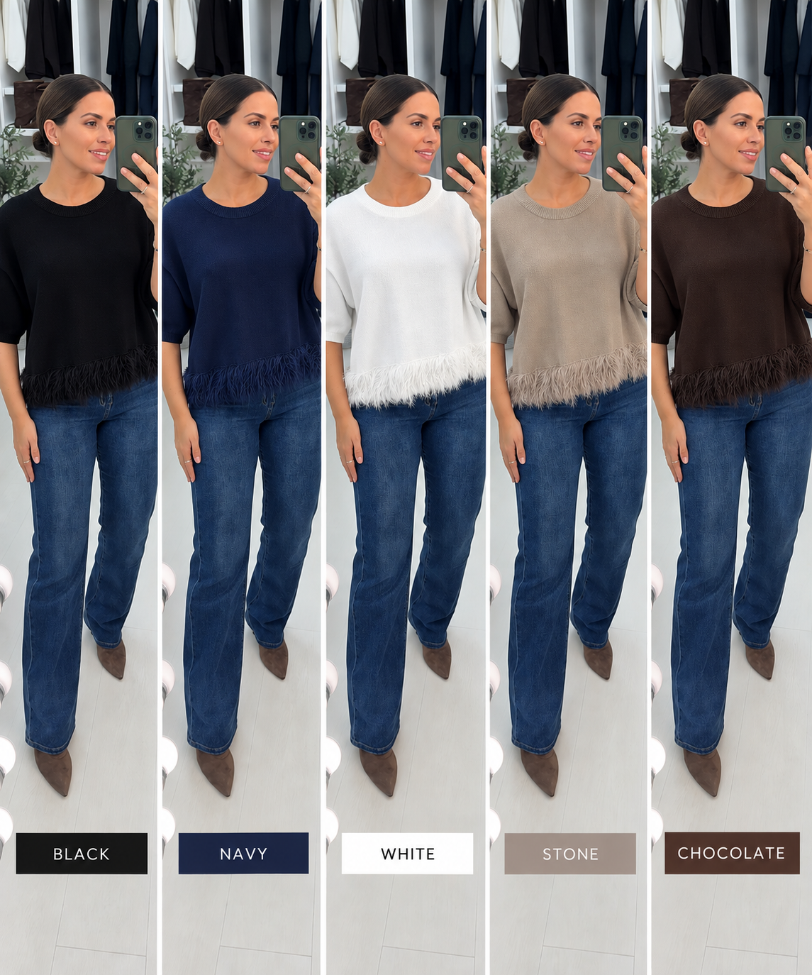 Kylah Short Sleeved Knit Top with Faux Fur Trim
