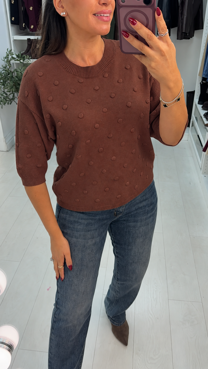 Ria Bobble Detail Short Sleeve Jumper