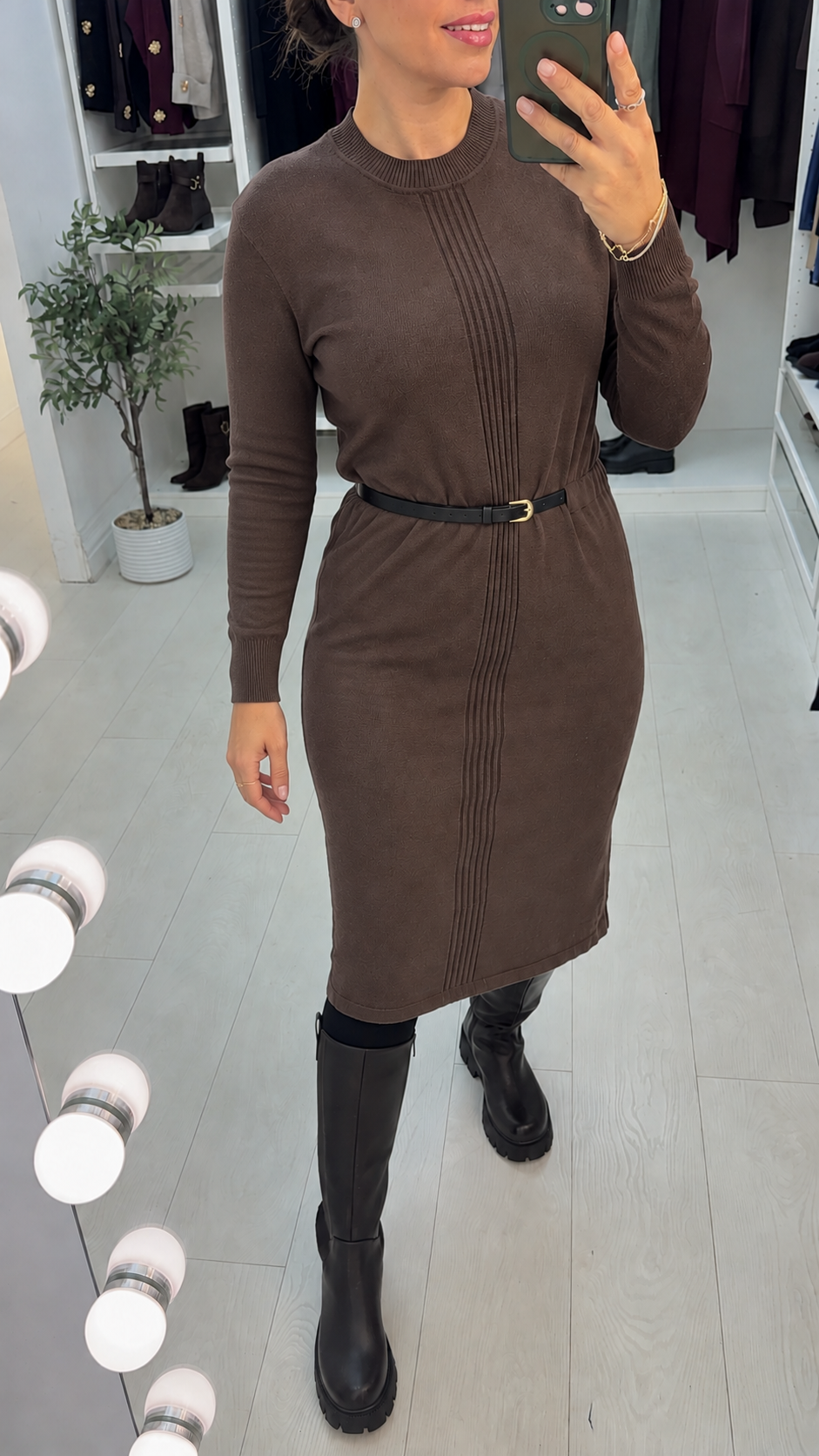 Mindy Plain Belted Jumper Dress