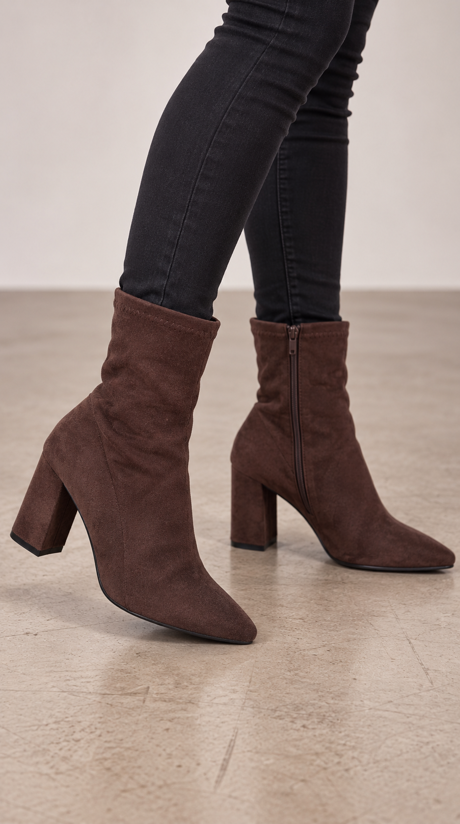 Rochella Faux Suede Heeled Boots