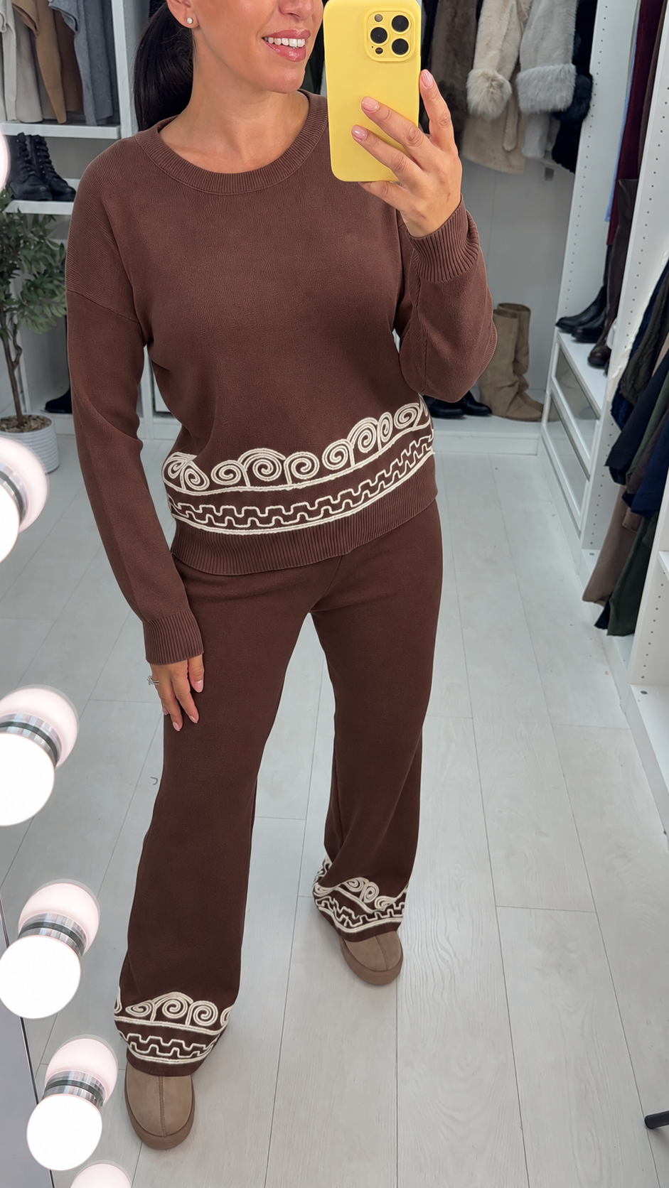 Malina Embroidered Hem Detail Loungewear Set