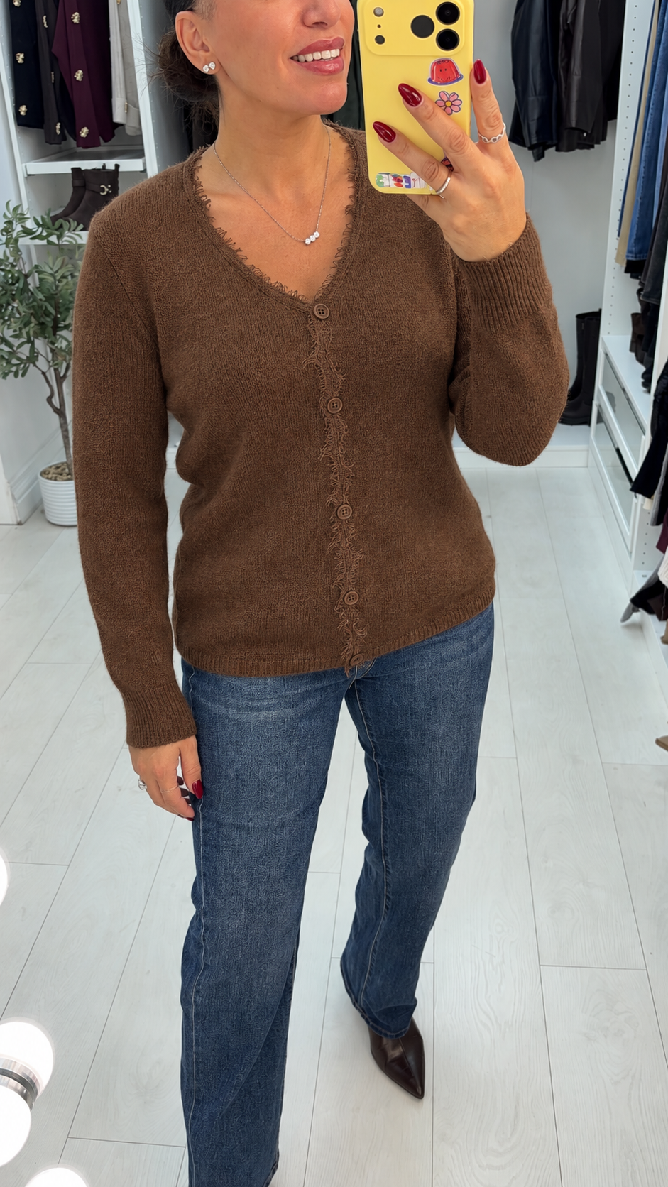 Priscilla Lace Detail Button Front Jumper