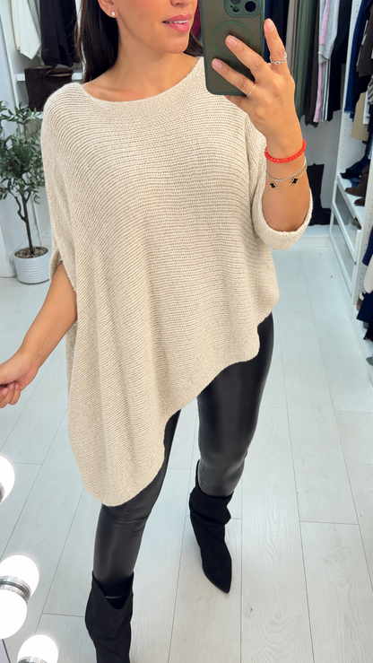 Cady Plain Chunky Knit Asymmetric Jumper