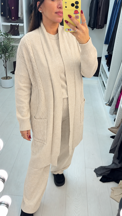 Jenesis Plain Cable Knit 3 Piece Loungewear Set