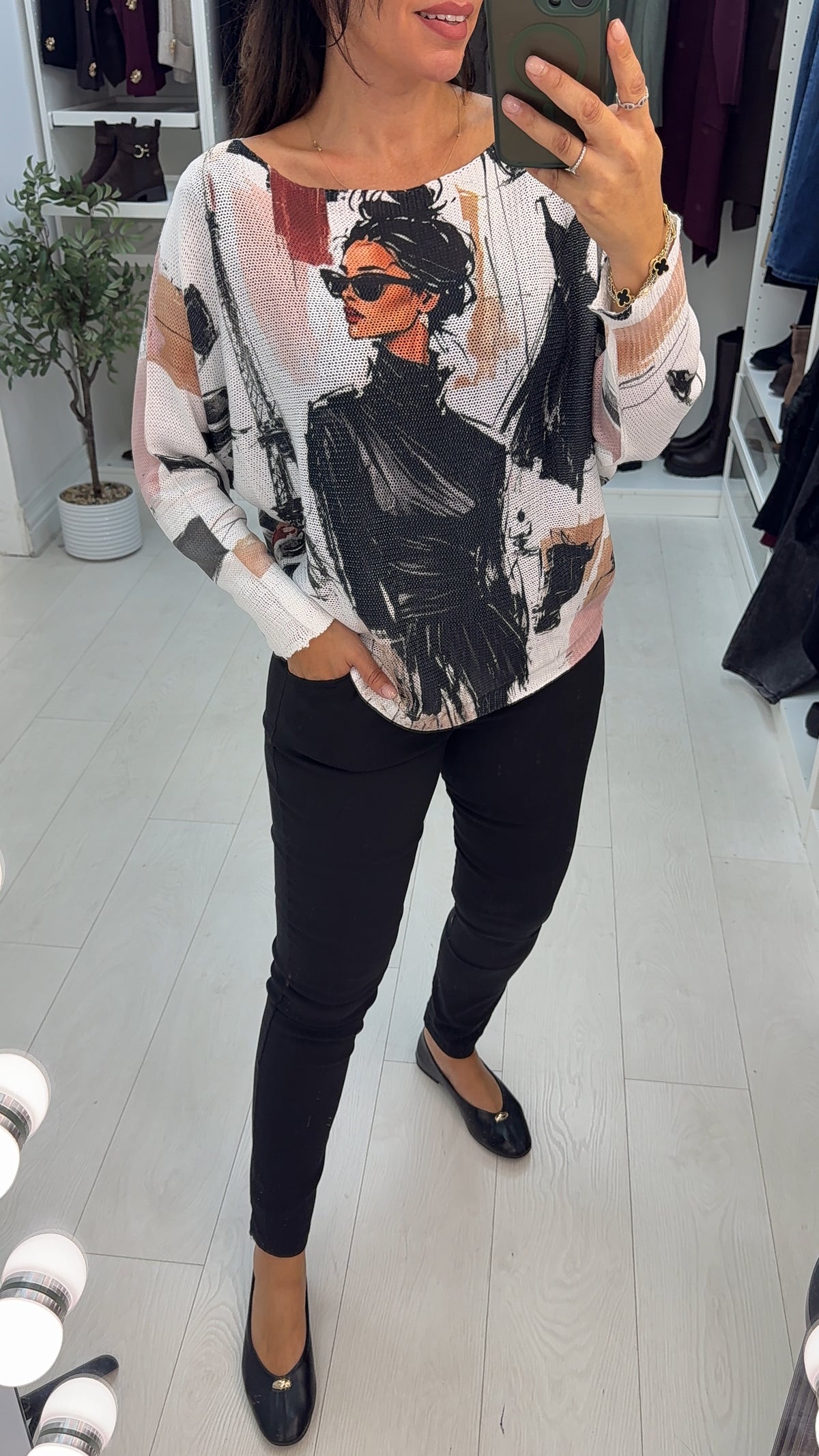 Candella Paris Print Batwing Top