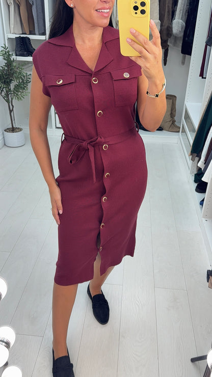 Savonne Button Detail Sleeveless Knit Dress