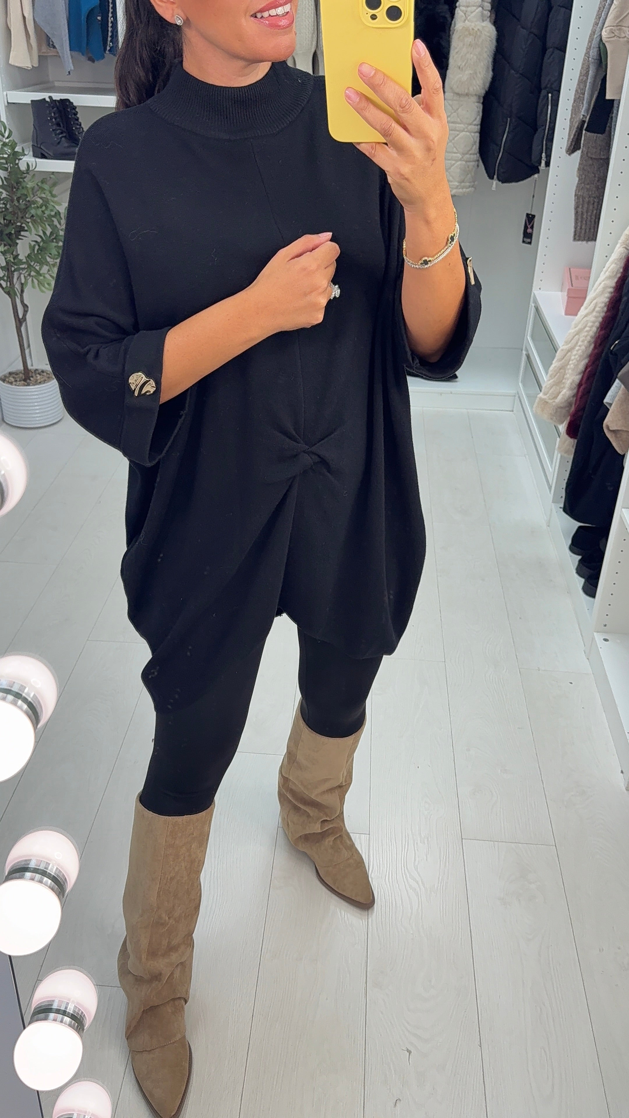 Avelina Knot Front Loose Fit Longline Jumper