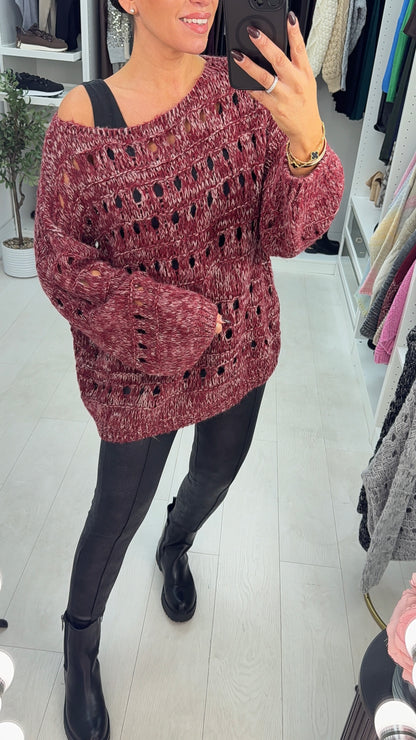 Cienna Chunky Eyelit Stitch Knit Jumper