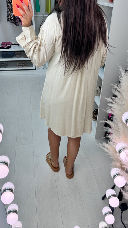 Tulula Gold Embroidery Leaf Shirt Dress