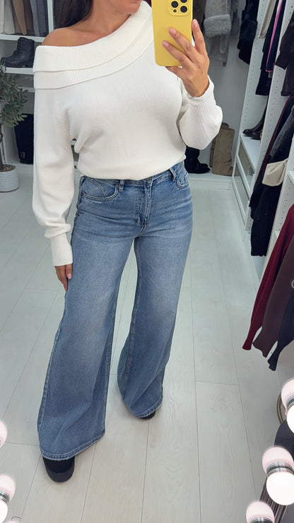 Karol High Waisted Wide Leg Jeans