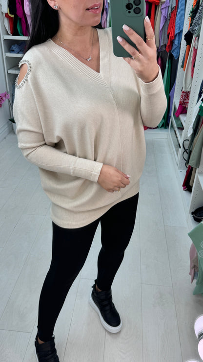 Lydia Diamond Heart Cold Shoulder Jumper