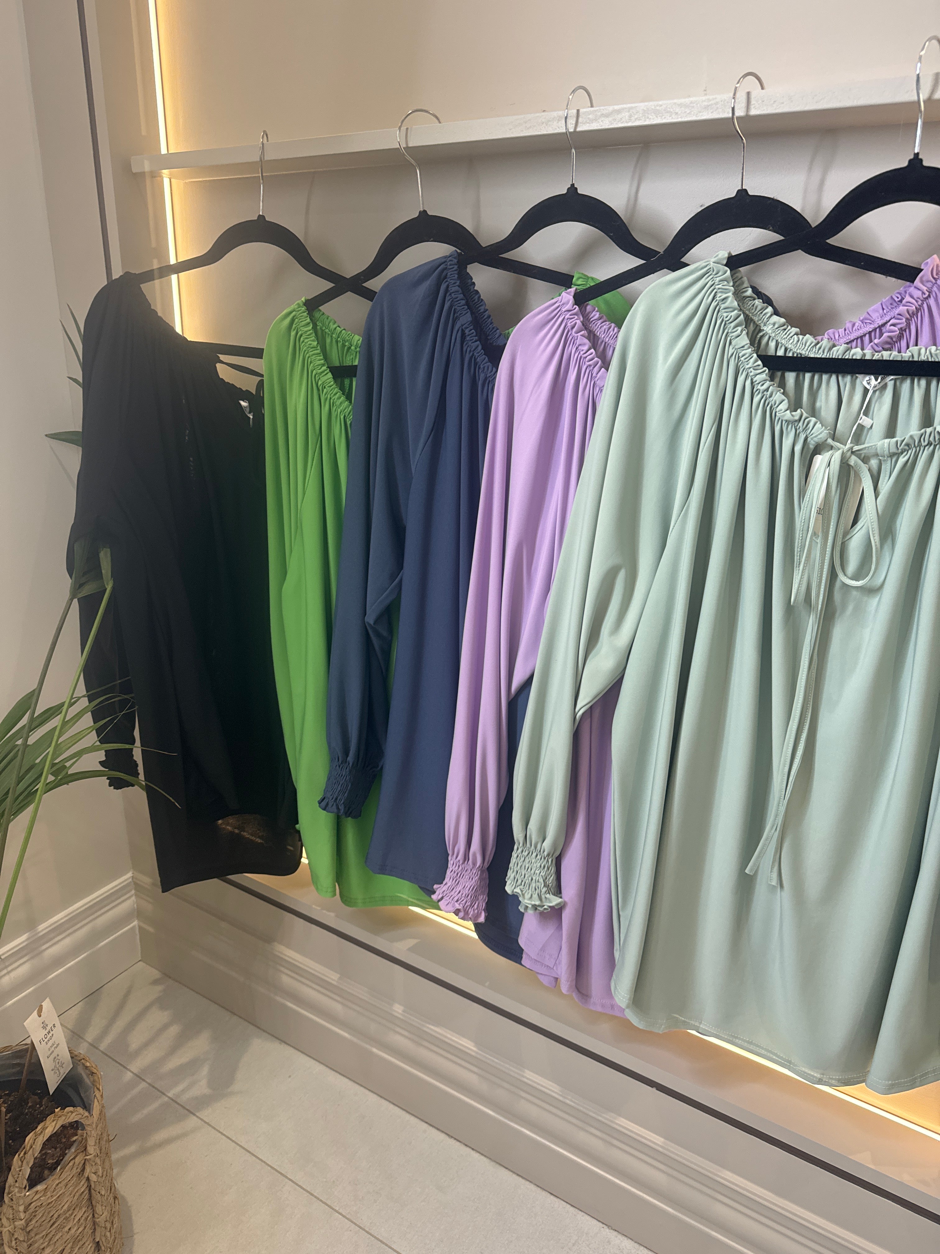 Teresa Plain Loose Fit Bardot Top