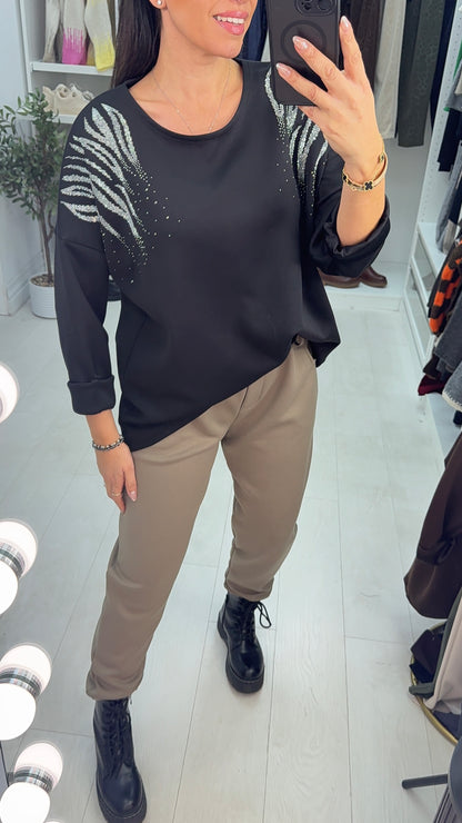 Trinnie Diamante Embellished Loose Fit Sweatshirt