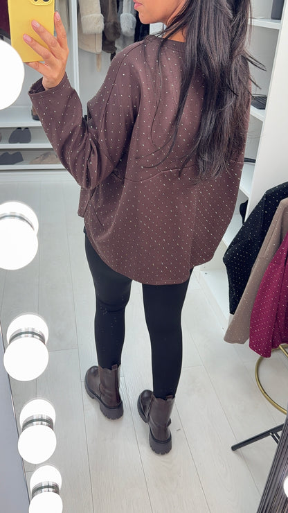 Zulema Diamante Detailed Loose Fit Sweatshirt