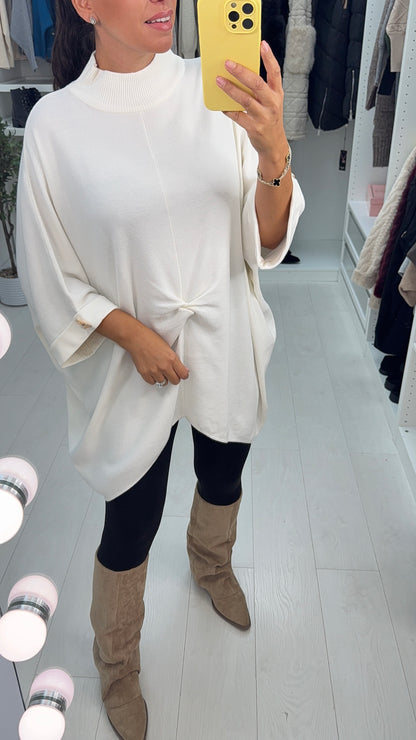 Avelina Knot Front Loose Fit Longline Jumper