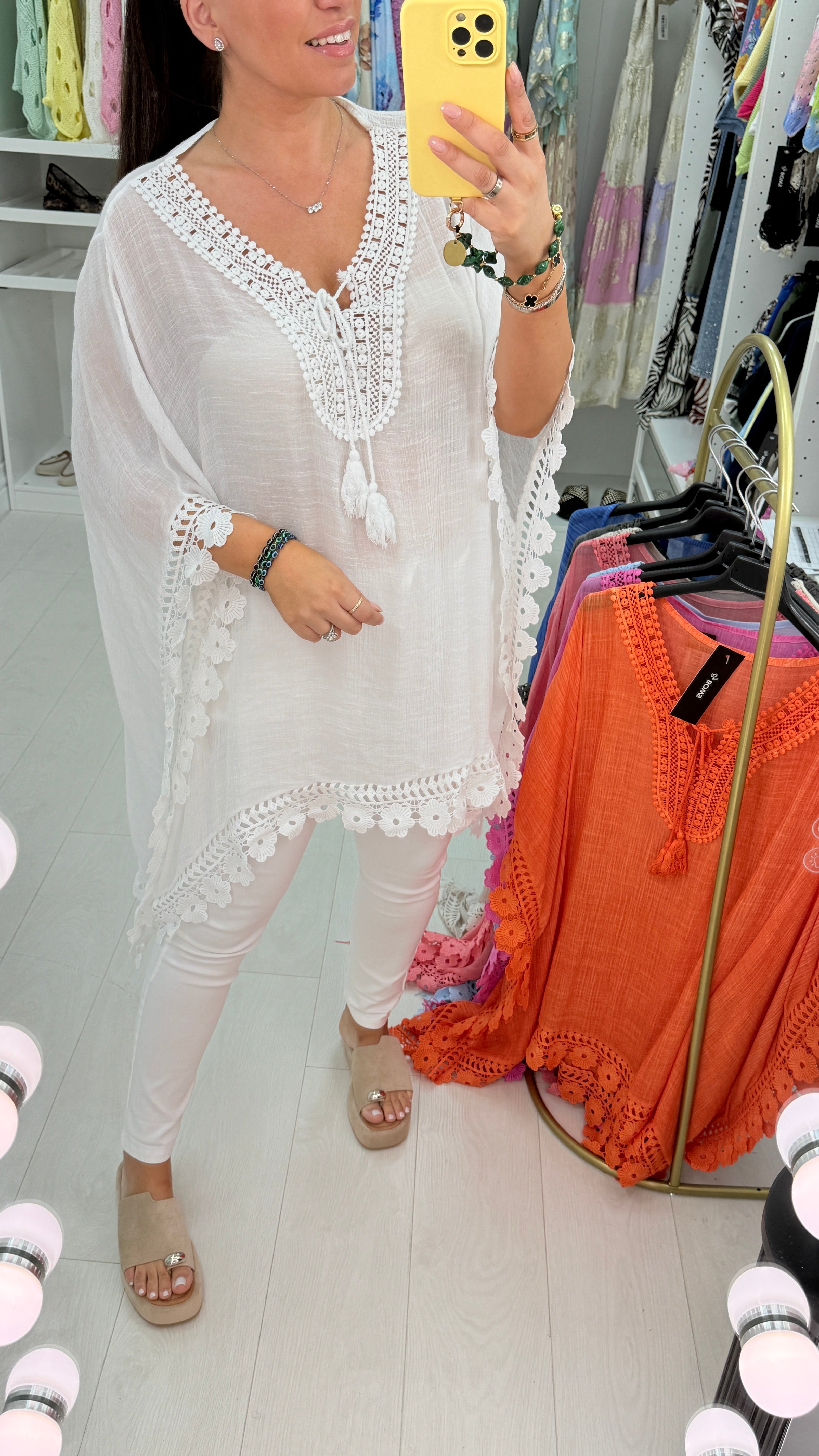 Rhiannon Plain Crochet Hem Loose Fit Kaftan