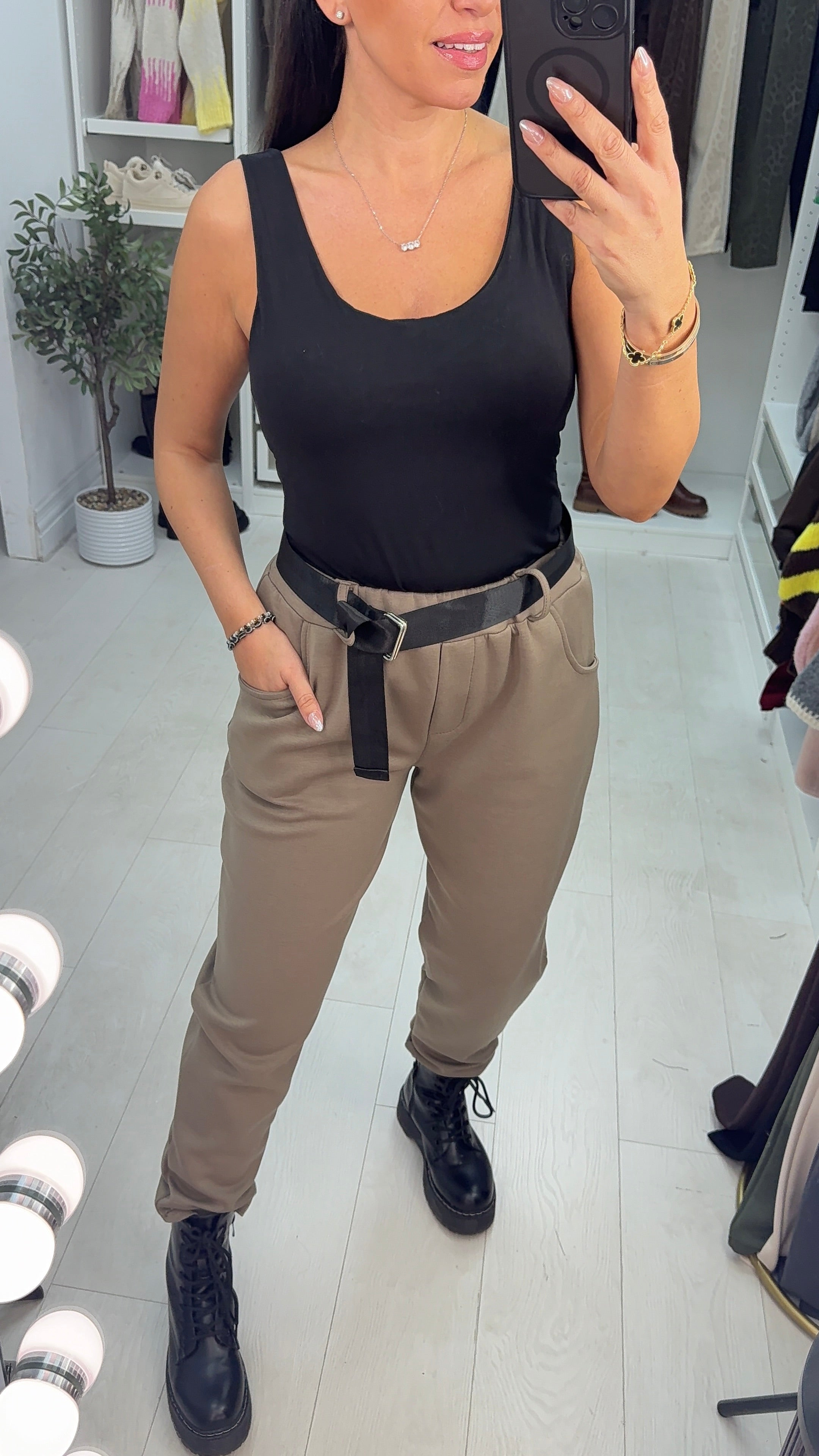 Tracy Elasticated Waist Belted Trousers