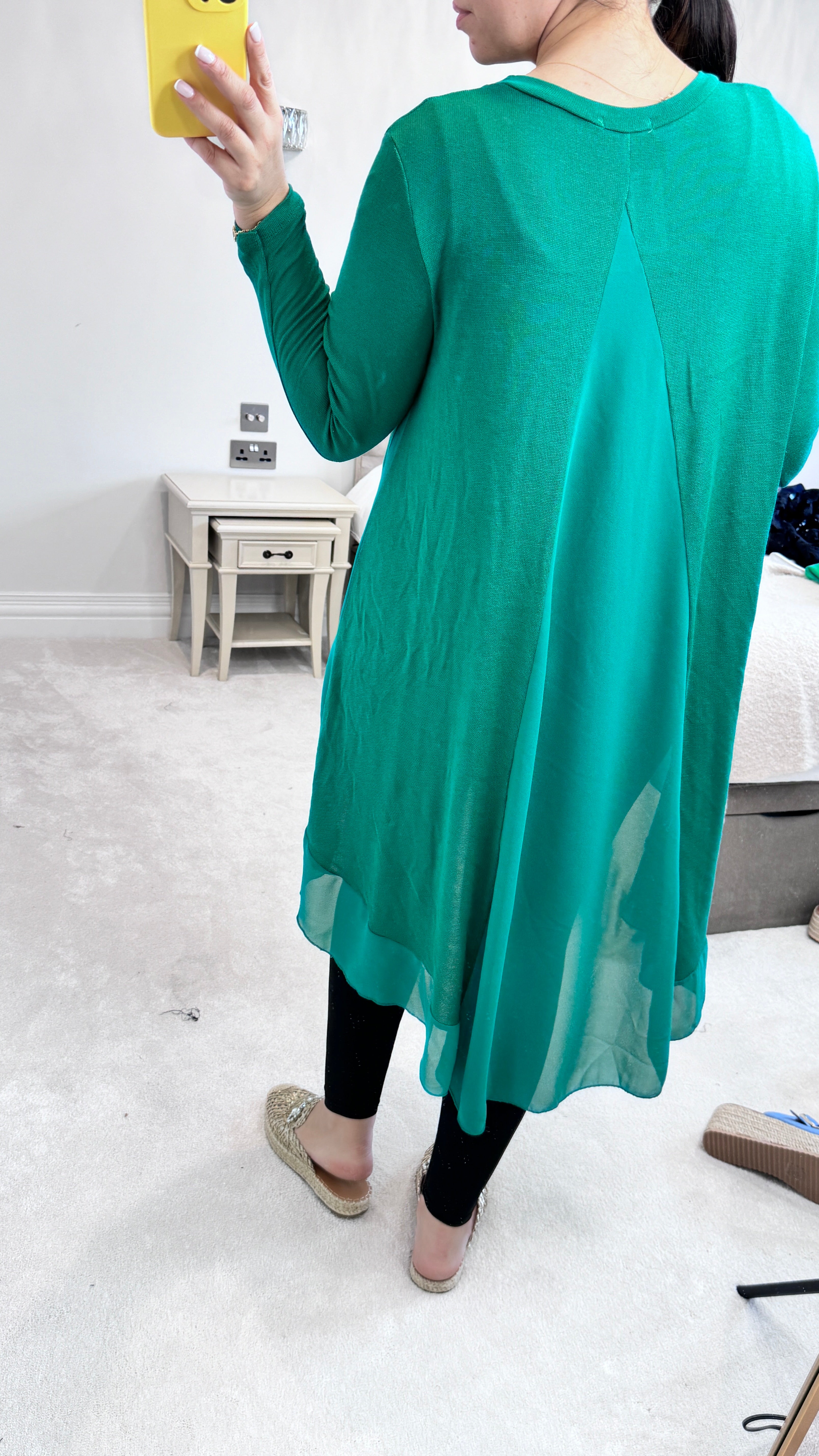 Briar Plain Chiffon Back Detailed Dipped Hem Top