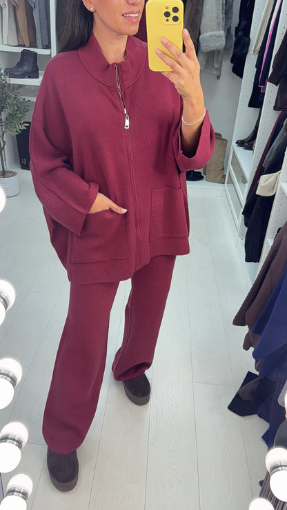 Tinslee Plain Loose Fit Knitted Co-Ord Set