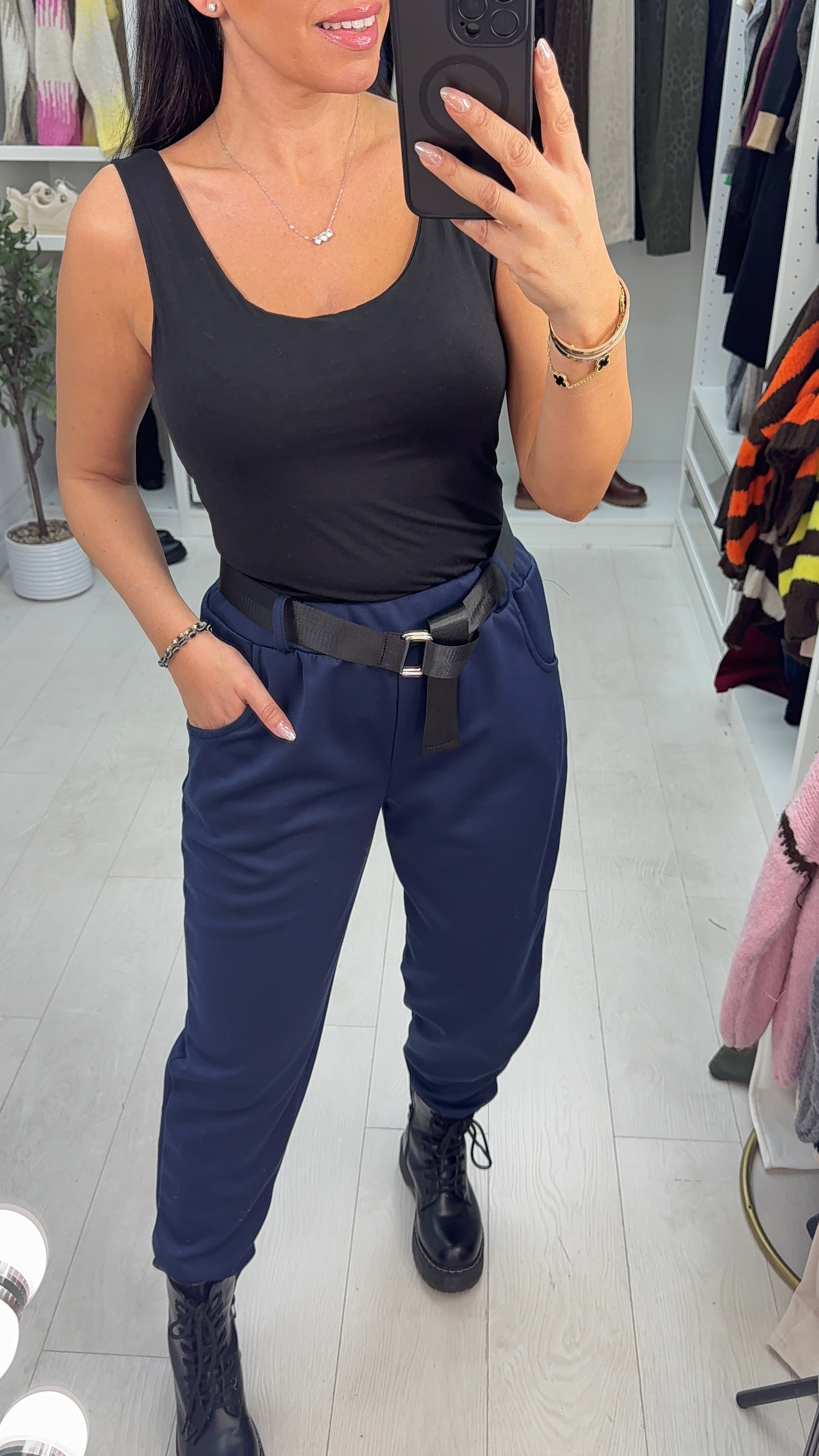 Tracy Elasticated Waist Belted Trousers
