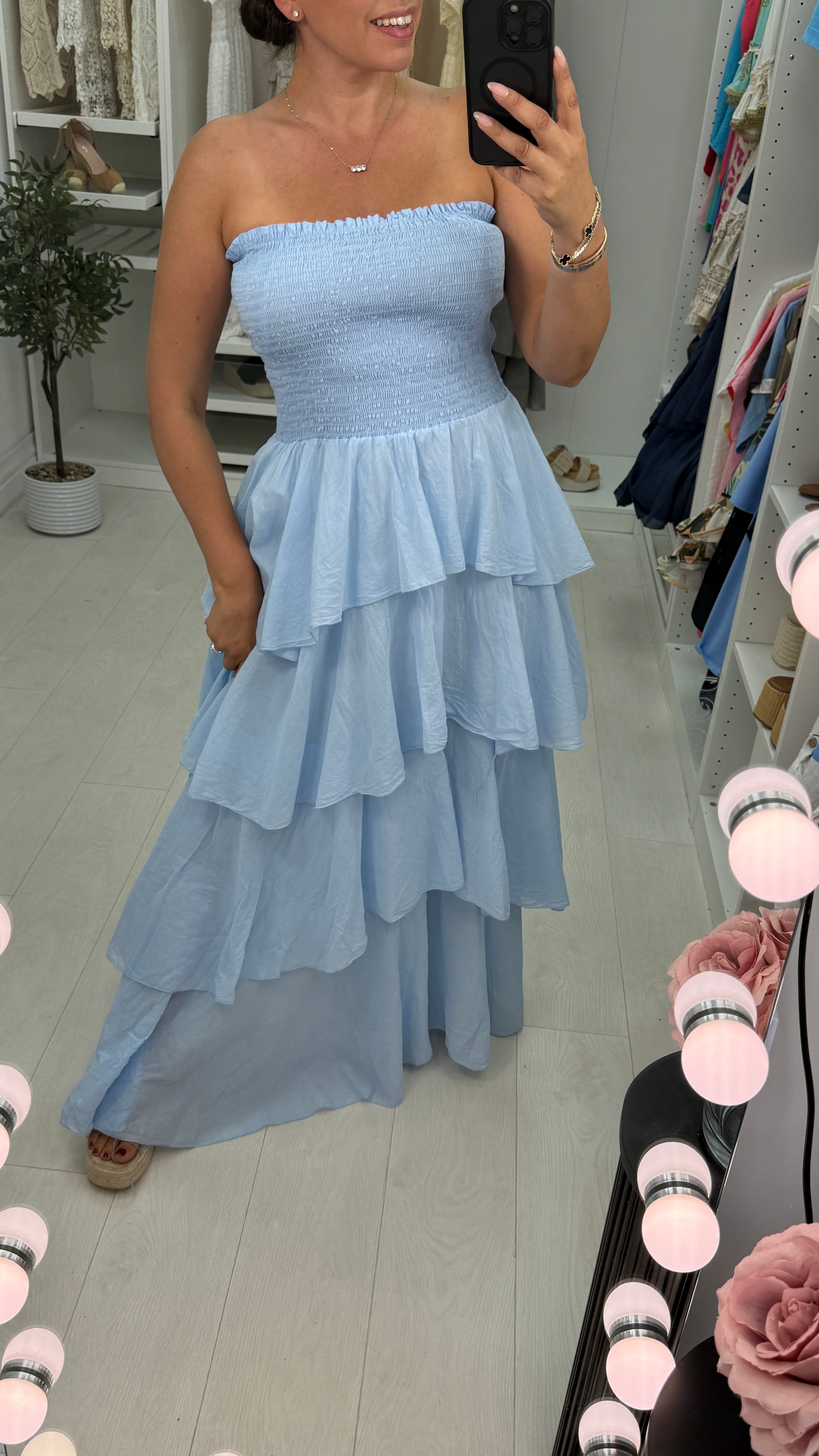 Dovina Strappy Maxi Ruffle Dress