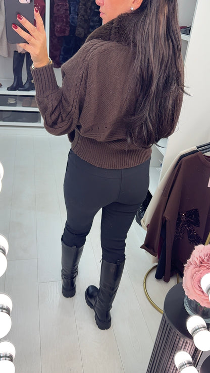 Elisa Faux Fur Open Front Cardigan