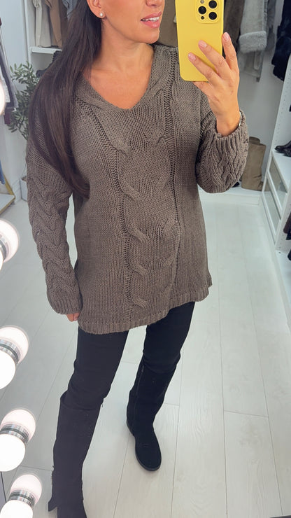 Luciana Plain Chunky Cable Knit Jumper