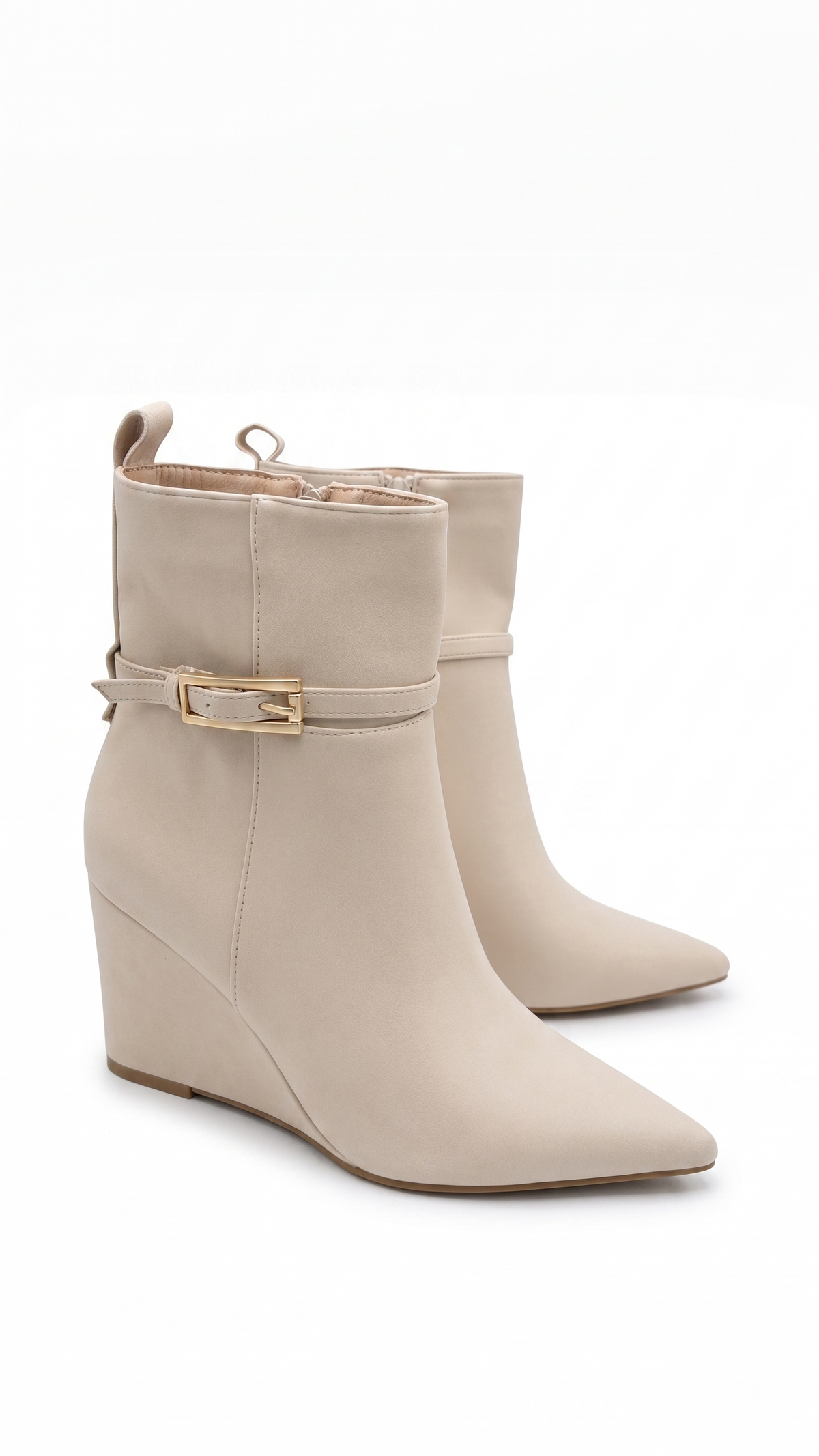 Alicia Faux Leather Pointed Wedge Boots