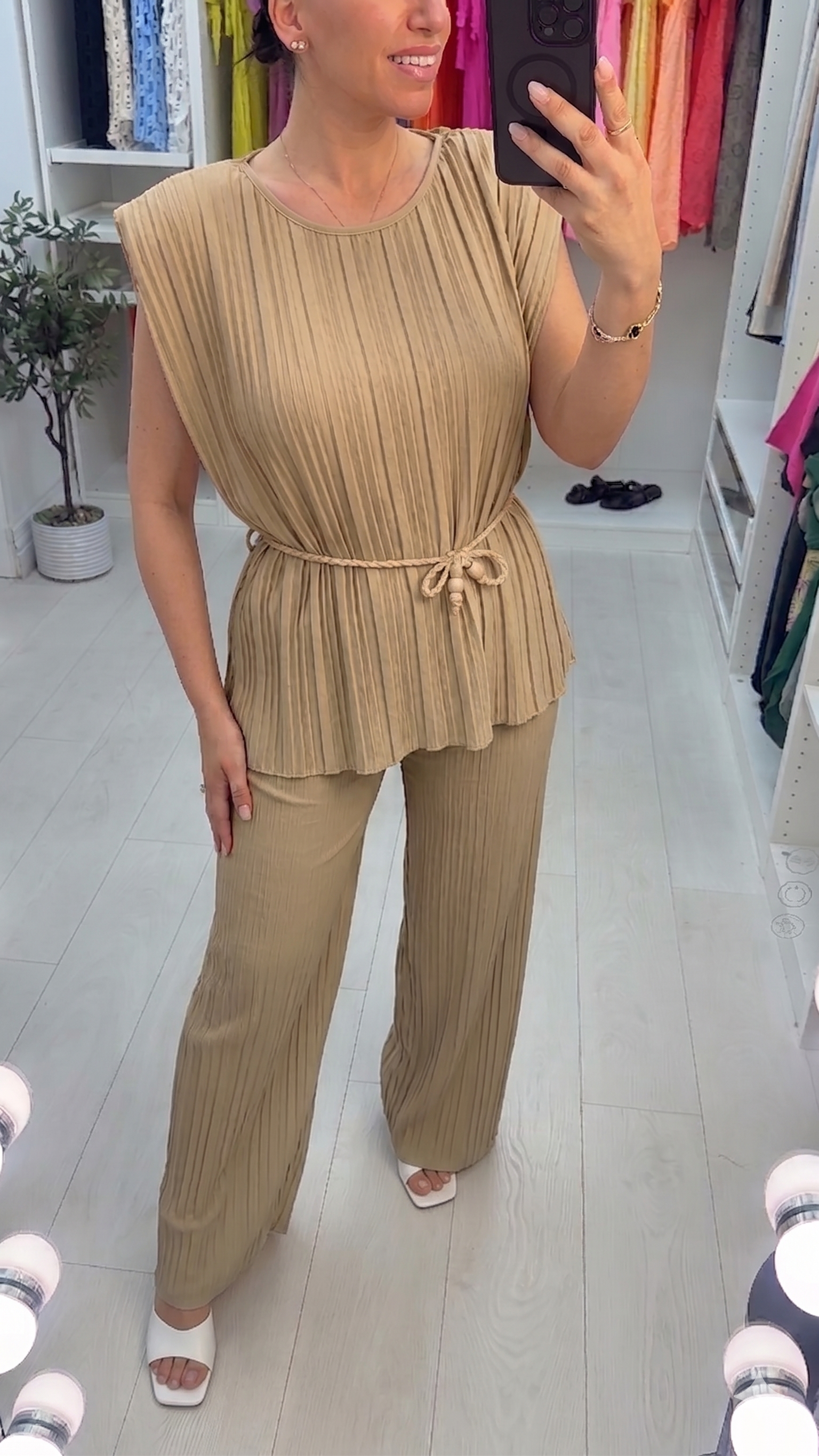 Klara Plain Pleated Tie Waist Co-Ord Set