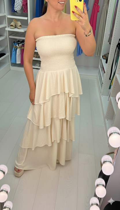 Dovina Strappy Maxi Ruffle Dress