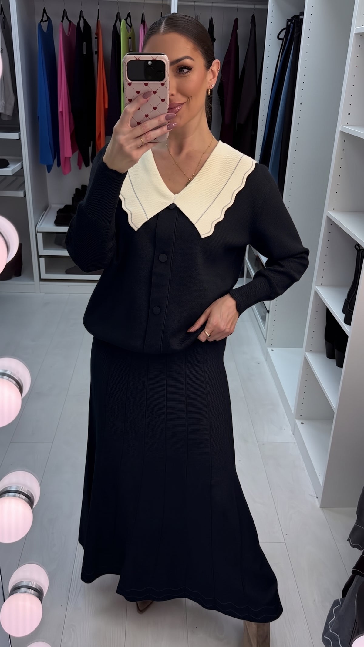 Harmony Scallop Contrast Button Front Knit Co-ord Set
