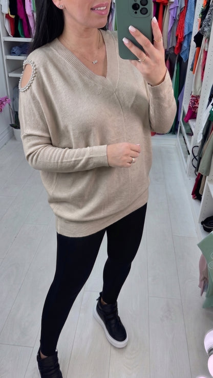 Lydia Diamond Heart Cold Shoulder Jumper
